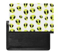 Aliens Pattern Printed Passport Holder Cover Leather Passport Wallet Slim Card Case for Travel