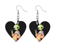 Aliens Peace Sign Women's Wooden Earring Drop Dangle Earrings Pendant Jewelry Love