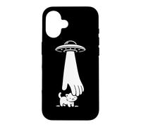 Aliens Petting A Cat Funny Cute Kitten Space Sarcastic Case for iPhone 16