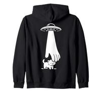 Aliens Petting A Cat Funny Cute Kitten Space Sarcastic Zip Hoodie