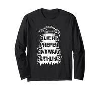 Aliens Prefer Awkward Earthlings Funny UFO Retro Design Long Sleeve T-Shirt