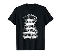 Aliens Prefer Awkward Earthlings Funny UFO Retro Design T-Shirt