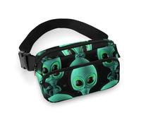Aliens Printed Fanny Pack Fanny Packs for Women Men,Crossbody Bag Large Chest Bag with Adjustable Strap for Outdoors Workout Traveling Casual Running, Aliens, 20x13cm
