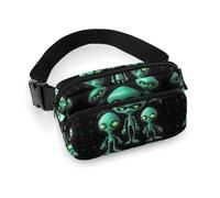 Aliens Printed Fanny Pack Fanny Packs for Women Men,Crossbody Bag Large Chest Bag with Adjustable Strap for Outdoors Workout Traveling Casual Running, Aliens, 20x13cm