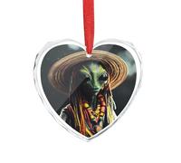 Aliens Reggae Decorative Hanging Glass Ornaments Christmas Tree Decorations Indoor Home Heart Pendant Gifts