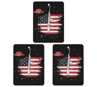 Aliens Rifle U.S.A. Flag Cute Car Air Fresheners 3pcs Long Lasting Scent Car Mirror Hanging Scented Cards Tablets
