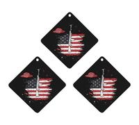 Aliens Rifle U.S.A. Flag Cute Car Air Fresheners 3pcs Long Lasting Scent Car Mirror Hanging Scented Cards Tablets