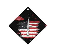 Aliens Rifle U.S.A. Flag Cute Car Air Fresheners Long Lasting Scent Car Mirror Hanging Scented Cards Tablets Rhombus