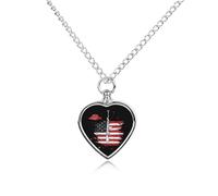 Aliens Rifle U.S.A. Flag Cute Pet Urn Necklace Cremation Jewelry for Ashes Heart-shaped Pendants for Dog Cat Lover