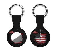 Aliens Rifle U.S.A. Flag Funny GPS Cases Holder with Key Chain Ring Protective Cover Compatible with Airtag 1PCS