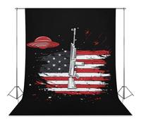 Aliens Rifle U.S.A. Flag Funny Photography Backdrops Photo Background for Photoshoot Easter Halloween Birthday Party