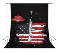 Aliens Rifle U.S.A. Flag Funny Photography Backdrops Photo Background for Photoshoot Easter Halloween Birthday Party