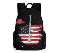 Aliens Rifle U.S.A. Flag Trendy Printed Travel Backpack with Pocket Funny 16 Inch Shoulder Daypack for Work Hiking Camping