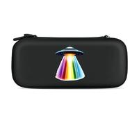 Aliens Spaceship Beaming Rainbow Compatible with Switch Carrying Case Waterproof Protective Travel Bag with 15 Game Card Slots
