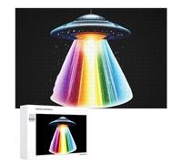 Aliens Spaceship Beaming Rainbow Wooden Jigsaw Puzzles for Adults Brain-Teasing Game Idea Puzzle Gift 1000 PCS