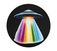 Aliens Spaceship Beaming Rainbow Wooden Jigsaw Puzzles for Adults Brain-Teasing Game Idea Puzzle Gift for Unisex
