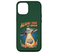 Aliens Took My Brain UFO Abduction Retro Artwork Case for iPhone 12/12 Pro