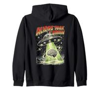 Aliens Took My Brain UFO Abduction Retro Artwork Zip Hoodie