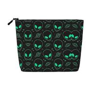 Aliens Travel Toiletry Bag for Women, Fake Hemp Cosmetic Organizer Large Capacity Zippered Daily Pouch
