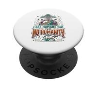 Aliens UFO Extraterrestrial Space Flying Saucer No Humanity PopSockets Adhesive PopGrip