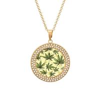 Aliens-Weed Leaf Necklace for Women Adjustable Jewelry Pendant for Mom Wife Girlfriend Gifts Golden-style