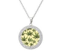 Aliens-Weed Leaf Necklace for Women Adjustable Jewelry Pendant for Mom Wife Girlfriend Gifts Silver-style