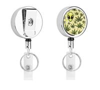 Aliens-Weed Leaf Retractable Badge Holder with Belt Clip