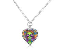 Aliens Woman Smoking Pet Urns Necklace Jewelry Metal Heart Pendant Memorial Necklaces for Ashes with Funnel Kit