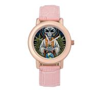 Aliens1 and Weed1 Funny Women's Wrist Watch with Leather Strap