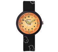 Alienwork Children's Teacher Watch Boys Girls Black Silicone Strap Orange Children's Kid Learning Time Sport
