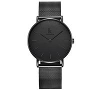 Alienwork IK All Black Watch Men Women Black Metal Mesh Strap Ultra-Thin