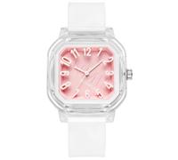 Alienwork Kids Children’s Watch Girls Transparent Silicone Strap White Pink Children's Kid Sport