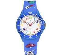 Alienwork Space Alien Children's Teacher Watch Boys Blue Silicone Strap Multi-Coloured Children's Kid Waterproof 5 ATM Learning Time
