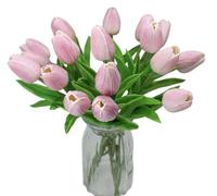 ALIERSA 10 Heads Artificial Tulips,Light Purple