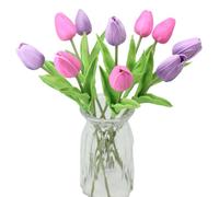 ALIERSA 10 Heads Artificial Tulips,Mixed Purple