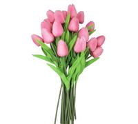 ALIERSA 10-Heads Tulips Artificial Flowers Arrangement Centerpiece Decoration Flowers for Wedding Flowers Bouquets Office Desk (Pink)