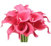 ALIERSA 20 Heads Mini Calla Lily Artificial Flowers Real Touch Bouquets for Bridal Wedding Shower Home Decor Party Centerpieces Decoration (20, hot Pink)