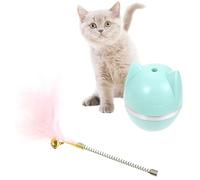 alievoke Cat Tumbler Toy Colorful Feather Cat Toys Cute Cartoon Feather Cat Toy Interactive Self-Play Pet Toy (Blue)