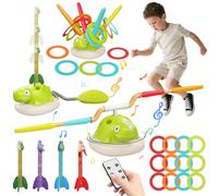 Aliex Dinosaur 3 in 1 Garden Games Toy Set for Kids 3-12 | 3-in-1 musical jump, dinosaur launcher & ring toss, indoor/outdoor sports toy gift for boys & girls 3-12