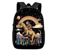 ALIFAFA Cute Sloth Ride Dinosaur School Backpack Rainbow Galaxy Bookbag for Boys Girls Elementary Middle High College School Casual Travel Bag Computer Laptop Daypack Rucksack, 17 Inch, Cute Sloth