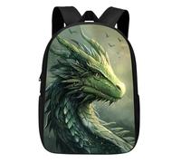 ALIFAFA Dragon Backpack Beautiful Green Dragon Bookbag for Boys Girls, Large Capacity Elementary Middle High College School Casual Travel Bag Computer Laptop Daypack Rucksack, 17 Inch, Dragon, One