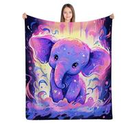 ALIFAFA Elephant Blanket, Cute Baby Elephant Throw Blanket, Elephant Gifts for Girls Boys, Kawaii Elephant Lovers Blanket for Kids, Soft Plush Animal Print Blanket, Light Purple,50"x40"