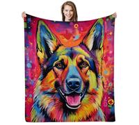 ALIFAFA German Shepherd Gifts, German Shepherd Blanket and Throws, German Shepherd Gifts for Dog Lovers/Men/Women/Kids, German Shepherd Colorful Splash Painting Art Plush Throw Blanket,60"x50"