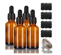 ALIFEIA 30ml Amber Glass Dropper Bottles,4 Pack 30ml Empty Reusable Leak Proof Thick Tincture Bottles for Essential Oils,Hair Oil,Liquids,Laboratory,Pharmacist Bottle,Massage,Perfumery Aromatherapy