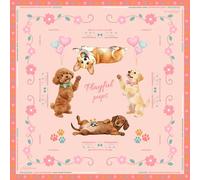 Alifelovin Mahjong Mat - American Mah jongg Mat 32x32 Inch Non-Slip Noise Reduction Mahjong Table Cover with Rules, Portable Gaming Mat for Poker, Tiles & Dominoes (Playful Pups)