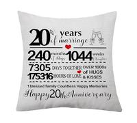 aligarian 20th Marriage Gift 20 Years of Wedding Anniversary Cushion Cover Anniversary Keepsake Gifts for Wife Husband Women Men Couples Families Decorative Cushion Cover Pillow Case Gifts (20th)