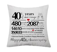 aligarian 40th Marriage Gift 40 Years of Wedding Anniversary Cushion Cover Anniversary Keepsake Gifts for Wife Husband Women Men Couples Families Decorative Cushion Cover Pillow Case Gifts (40th)