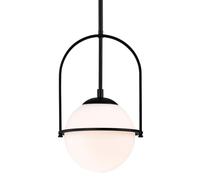 Alighting Black Pendant Light with 18cm Milk Glass Globe, Adjustable Gold Ceiling Lights Mid Century Pendant Light for Dining Room, Kitchen Island, E14 Bulb(Not Included)