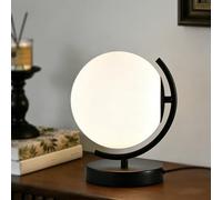 Alighting Black Table Lamp with 18cm Frosted Glass Shade, Globe Bedside Lamp Small Table Lamp for Bedroom, Living Room, E14 Socket(Bulb Not Included)