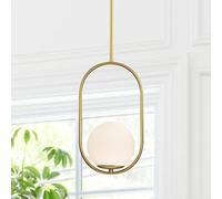 Alighting Gold Pendant Light with 15cm Frosted Glass Shade, Globe Pendant Lights Mid Century Modern Glass Pendant Light for Kitchen Island,Dining Room, E14